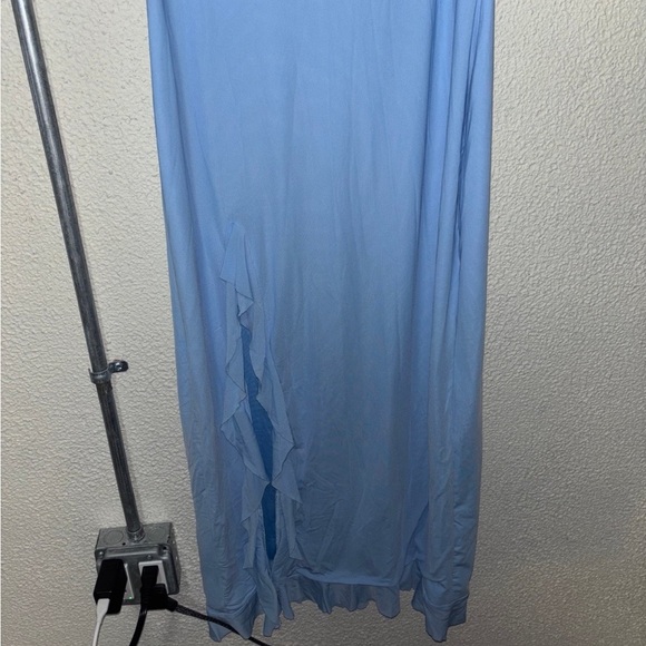 Chic Backless Light Blue Ruffle Dress - Picture 4 of 6